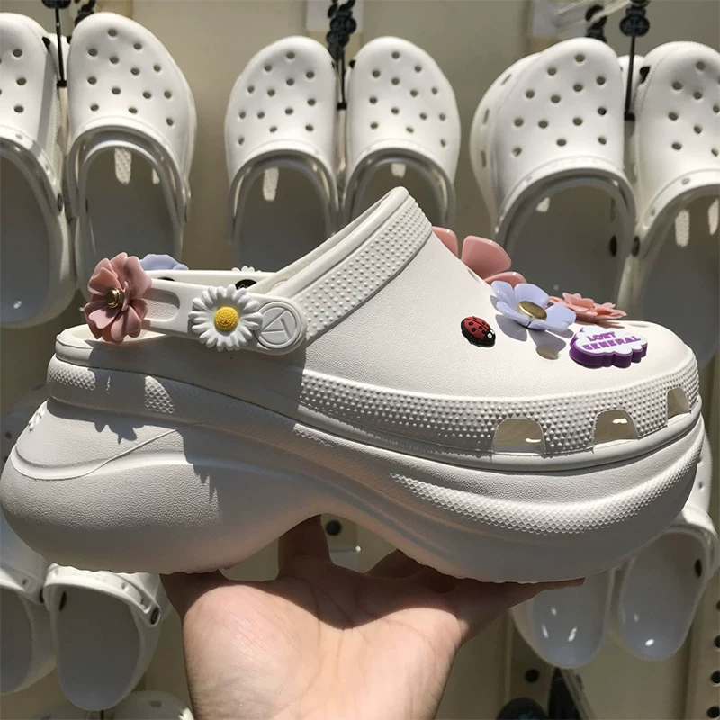 Обувь женская Crocs Carlo Chi Yun Duo Beach с толстой подошвой, с углублением, обувь-«каменная пещера» (Little Whale) с песком, сандалии 206750