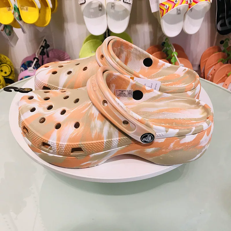 Обувь женская Crocs Carlo Chi Yun Duo Beach с толстой подошвой, с углублением, обувь-«каменная пещера» (Little Whale) с песком, сандалии 206750