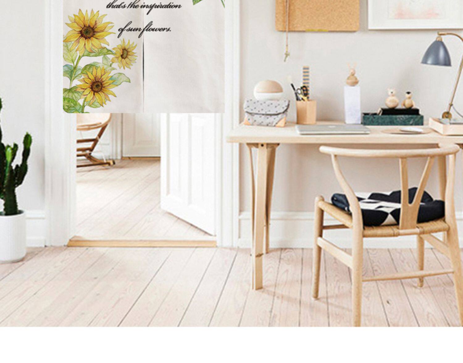 向日葵北欧门帘家用隔断帘定制ins风网红魔术粘贴卧室厨房半帘子详情15