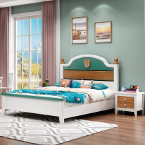 Childrens beds Boys Girls American modern minimalist Net Red small family Type 1 2 m teenagers 1 5 solid wood plate bed