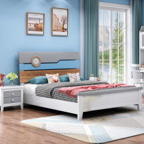 Childrens bed Boy teenagers Nordic modern minimalist small family suite bedroom furniture combined single solid wood bed