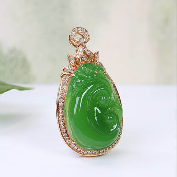 Original design jade gold inlaid jade necklace for my wife