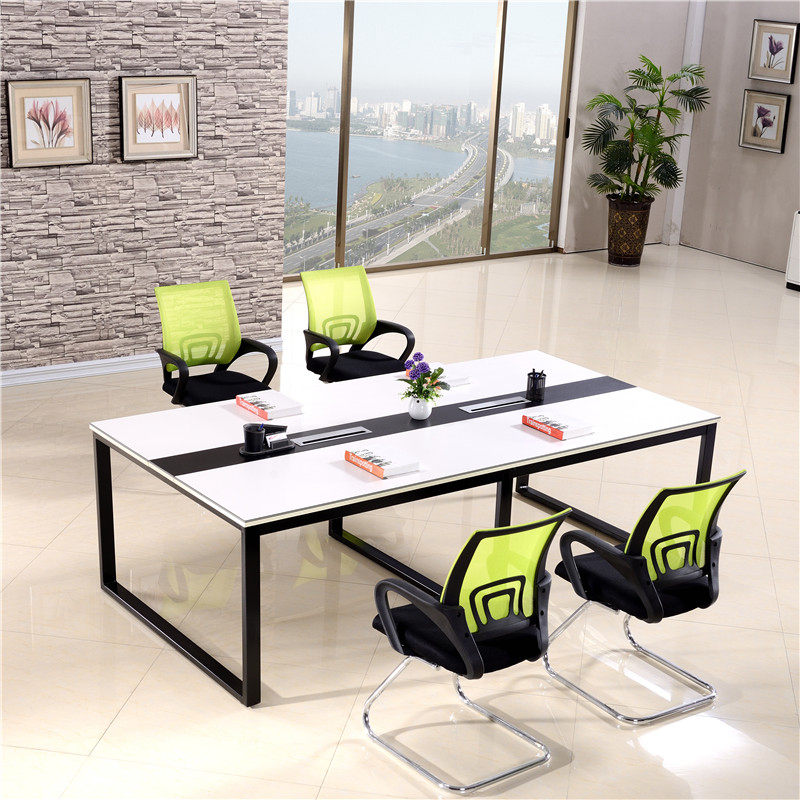 Simple and modern steel frame large conference table training table negotiation table bar table office furniture reception table and chairs