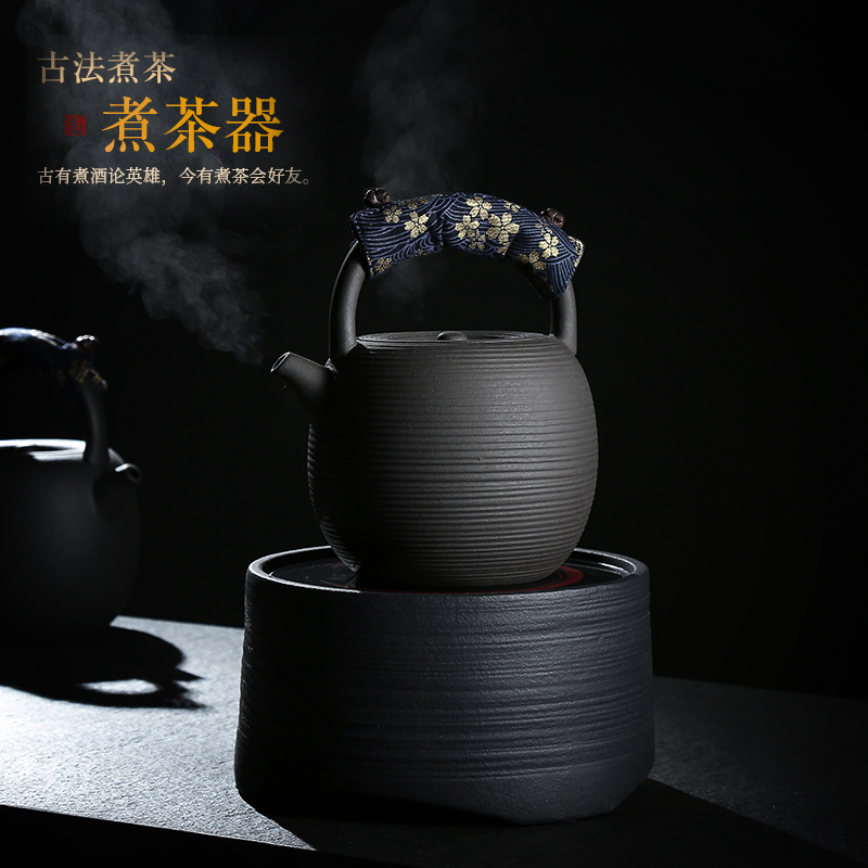 Volcanic stone health-preserving teapot old tea kung fu tea set black tea making tea bowl clubhouse household warm tea bowl electric heating pottery stove