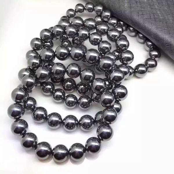 Hanyan-natural terahertz energy stone titanium Hertz round beads single circle three circles men and women's hands factory direct sales