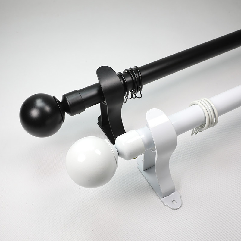 Nice Nordic minimalist black and white iron art round head Roman stem thickened silent window curtain rod holder hanging lap accessories all-Taobao