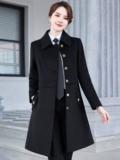 Шерстяное модное черное демисезонное шерстяное пальто для работы, куртка