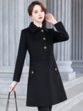 Шерстяное модное черное демисезонное шерстяное пальто для работы, куртка
