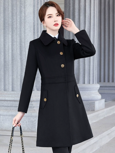 Шерстяное модное черное демисезонное шерстяное пальто для работы, куртка