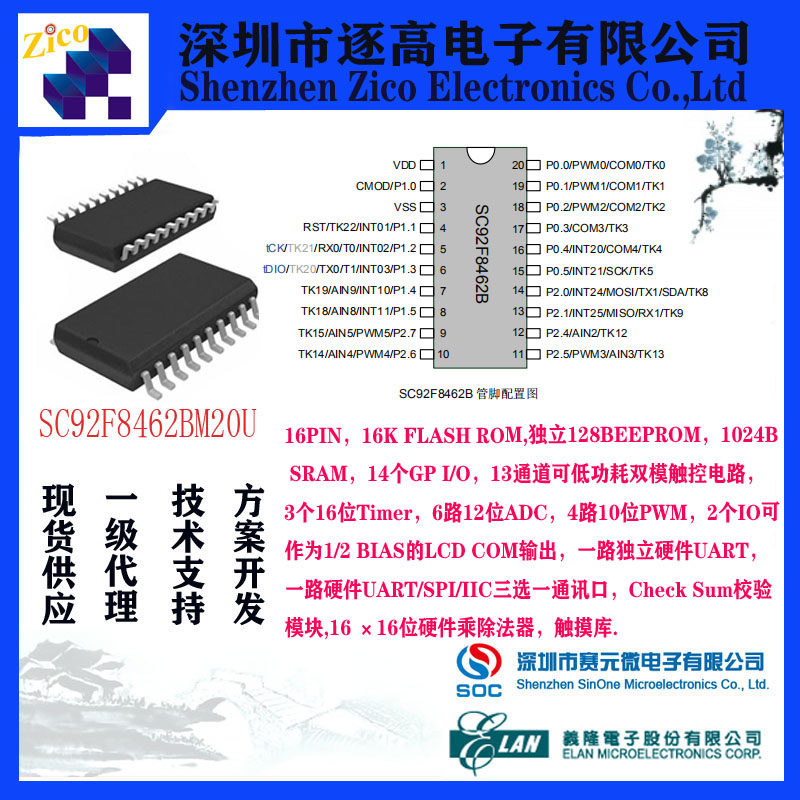 SC92F8462BM20U Touch MCU MCU MCU SOP Simulation Touch Touch Simulation Tool SOP