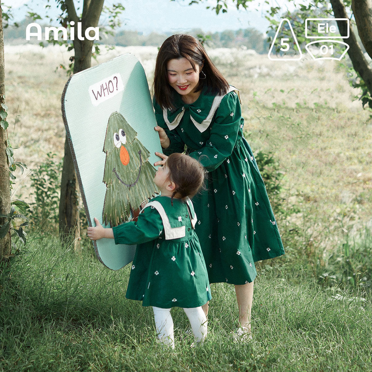 Ah, the Mummy's parent-child foreign dress turned up the Yanpie 2022 Spring new female baby girl's girlfriend Honey dress pure cotton soft dress