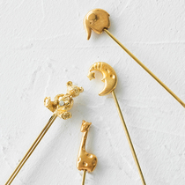 Japanese-made zakka stainless steel gold-plated bear moon elephant animal coffee spoon stirring spoon dessert spoon