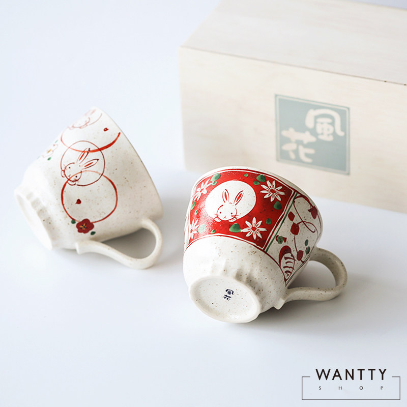 Spot Japan Made Meiny Thick Burning Wind Flowers Snow Rabbit Japan Style Rough Tao Mark Cup Lovers for the Cup New Wedding Joe