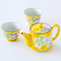 Japanese toyaki hand-painted grape yellow glaze teapot tea cup Japanese tea set set home kung fu tea set gift box
