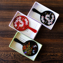 Japan imported mountain lacquerware butterfly Cherry small hand mirror portable makeup mirror makeup mirror makeup gift