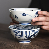 Japanese-made Pozzo famous ancient blue retro blue rice bowl set Japanese ceramic bowl home tableware Bowl gift box
