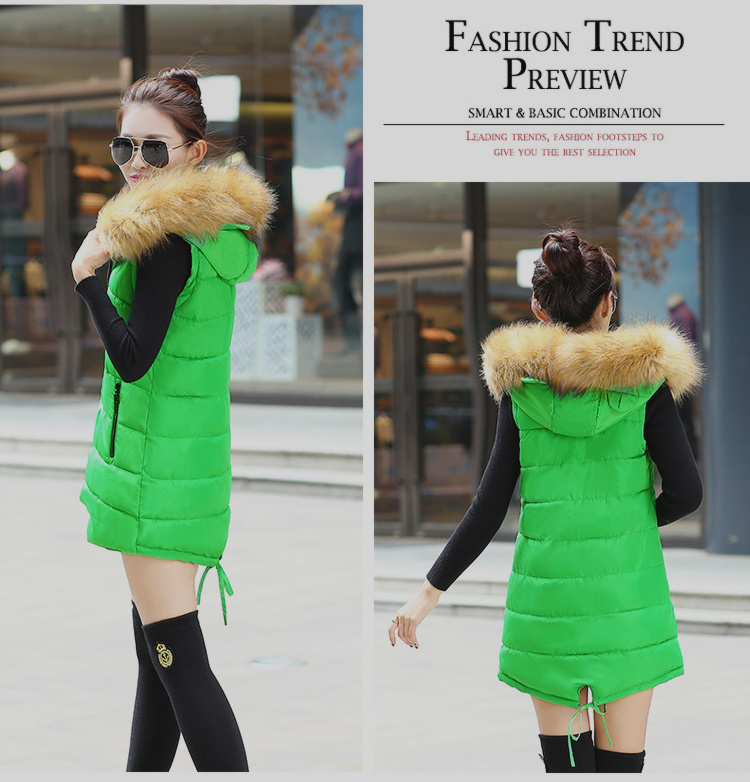 Áo vest nữ mùa thu đông phiên bản Hàn Quốc của cổ áo lông thú size lớn Áo thun cotton dài đa năng vest vest đa năng thời trang công sở nữ cao cấp