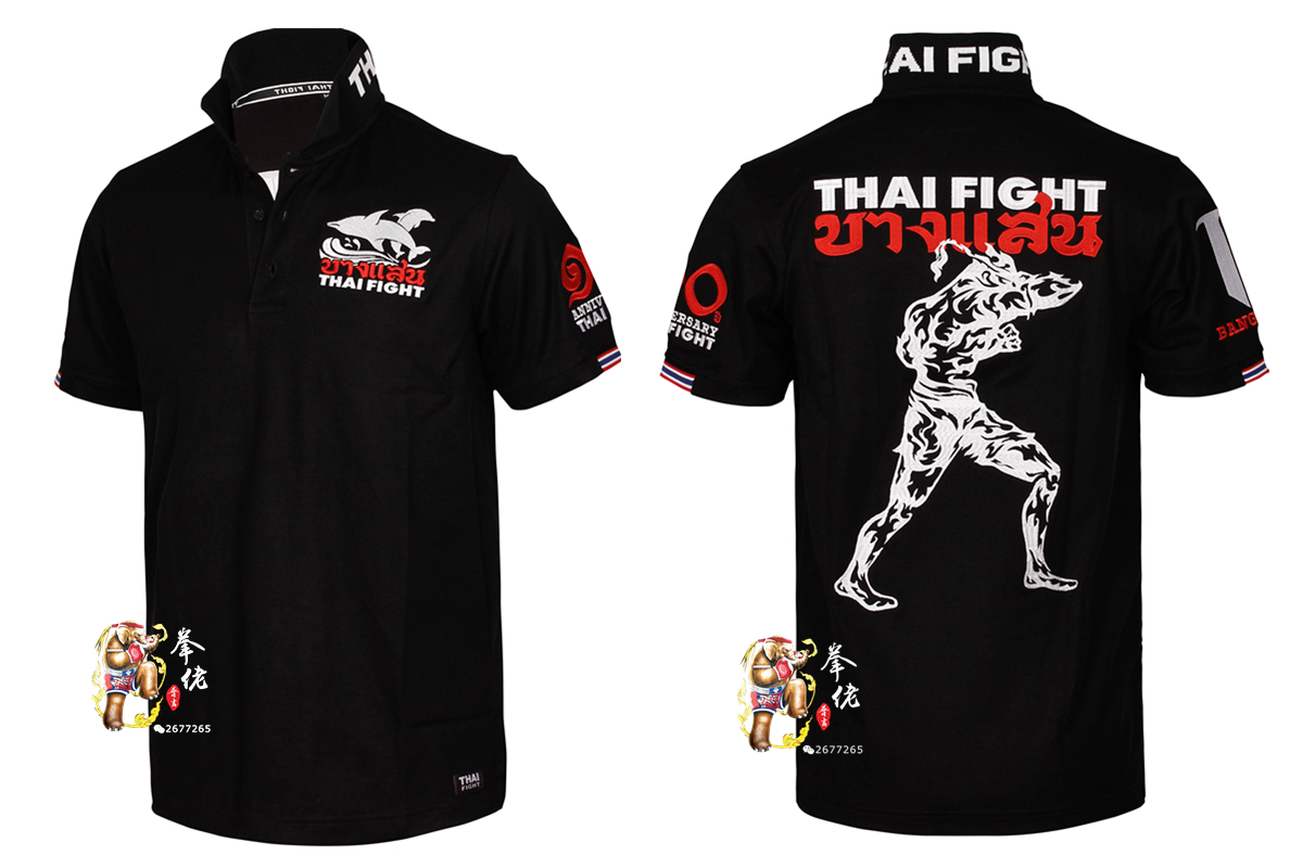 Pure cotton mesh breathable fabric Thaifight Thai battle embroidered pattern referee POLO shirt half sleeve imported