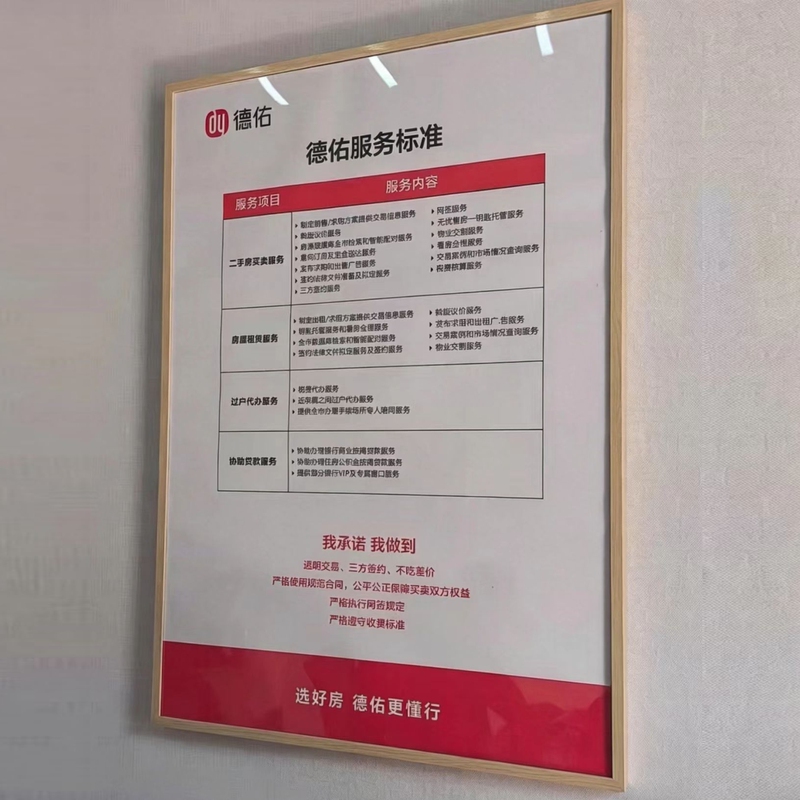 Deyou Shell Le Yuan'An Gejia Nuojia Lianjia Real Estate Agency Indoor Poster Frame White Oak Picture Frame Aluminum Profile