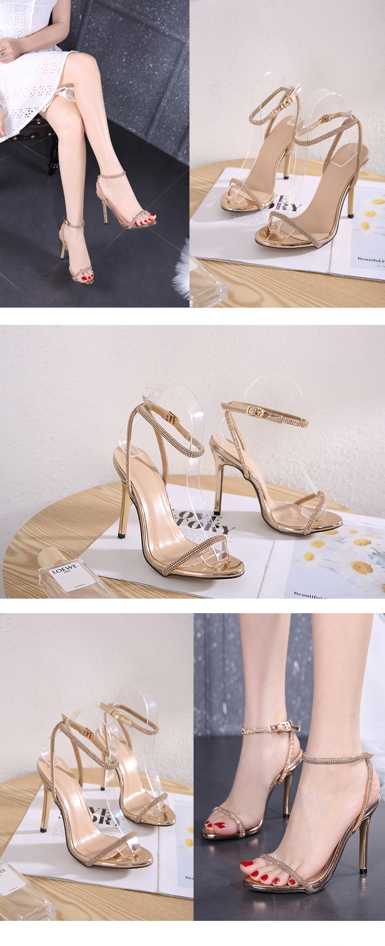 rhinestone one word belt high-heel sandals NSGXL117166