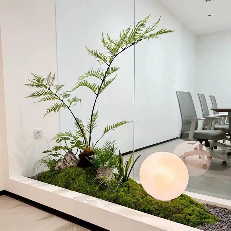 Artificial Golden Monkey Head Fern Fake Green Plant for Staircase Entrance Indoor Landscaping Decoration Fake Tree Potted Zen Micro-Landscape