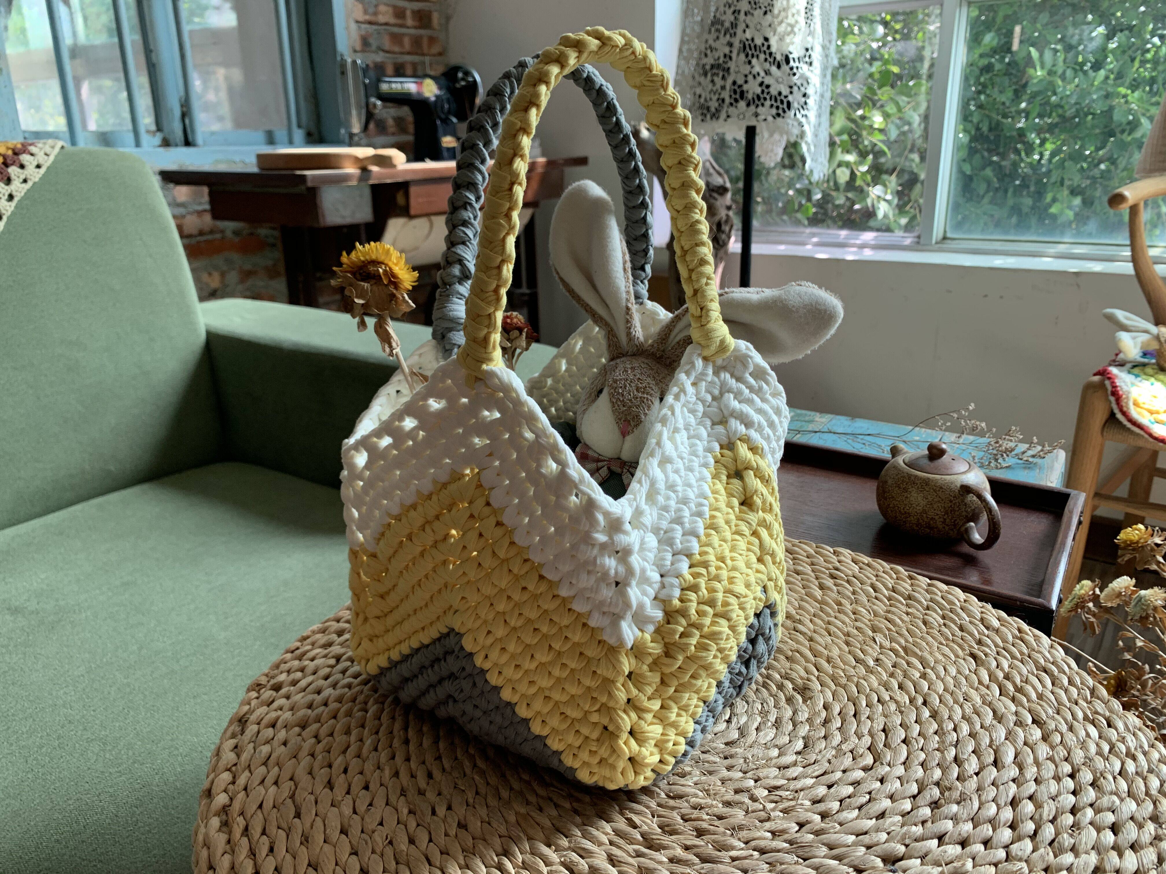 Hyuna bag DIY cloth bag material bag Finished woven bag Contrast color Pop wind send video tutorial Picnic bag