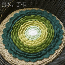 Pure handmade hook Woven Fields Garden Wind Bushel Cushion Tea Cushion Hook Flowers Outdoor Baifo Mat Wool Wire Cushion Lotus Cushion