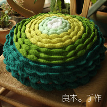 Good Ben hand for exclusive pure handmade hook Flower Sofa Leaning Pillow With Core Field Garden Wind Forest Department Green Lotus Hug Pillow