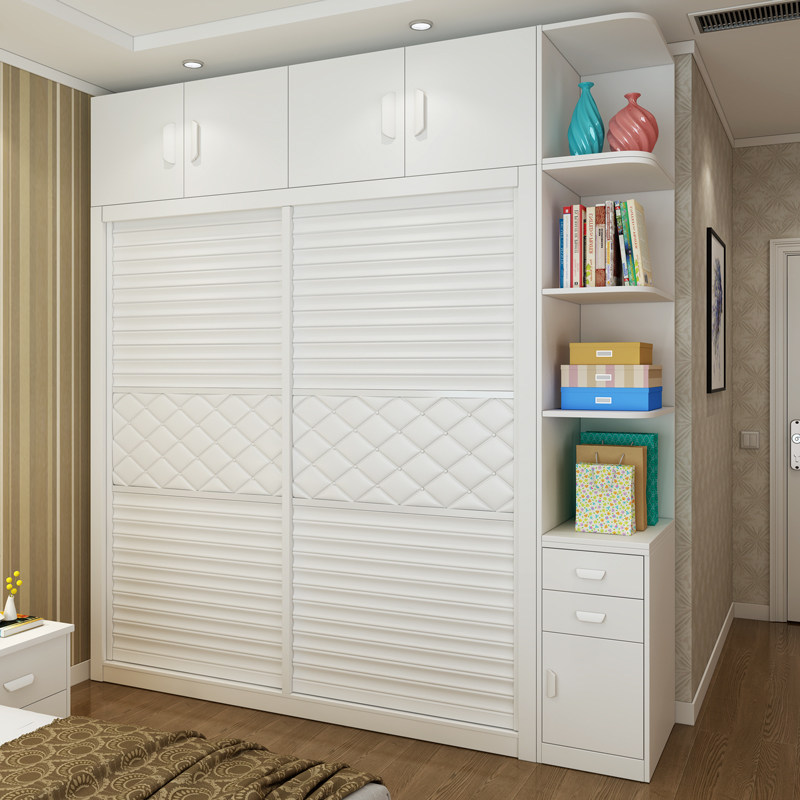 Wardrobe sliding door simple modern economical assembly cabinet bedroom small apartment household sliding door large wardrobe furniture