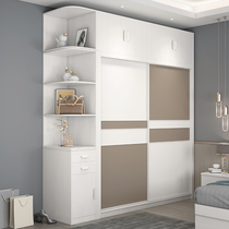 Modern simple bedroom sliding door cabinet small family slip door white cabinet household wooden coat cabinet