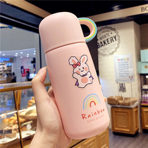 Korean version of the trend creative thermos cup ins Wind girl heart small stainless steel cup female student portable cup male