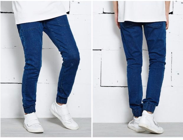 Jasonwood / nhấn mạnh vào quần nam vừa vặn của tôi thon gọn dây denim lỏng lẻo cổ điển tối áo nam