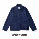 Amea ka Японский ретро -завод Blue Dye Indigo тяжелая французская рабочая куртка многословная лацкатная куртка