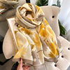 Floral silk scarf women's cotton and linen scarf winter warm shawl