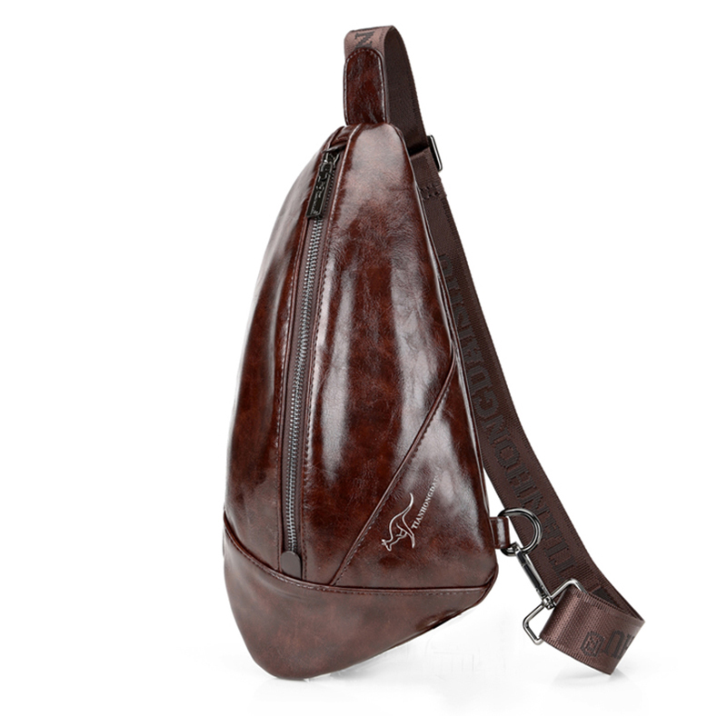 Dumpling Bag Men's Leather Chest Bag Casual Messenger Bag Korean Style Trendy Brand Shoulder Bag Fashion Leather Waterproof Small Backpack