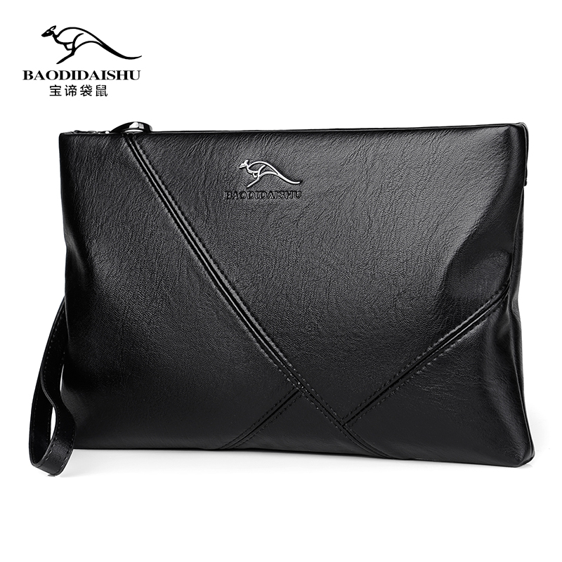 Baodi kangaroo clutch bag men's leather handbag casual large-capacity folder bag business cowhide clutch bag envelope bag trendy