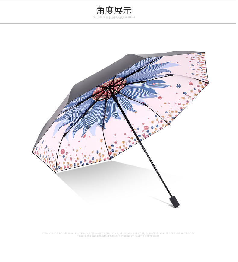 Mo-2521. черный зонт от солнца. принты на зонтах. зонт в итальянском стиле. уф зонт.