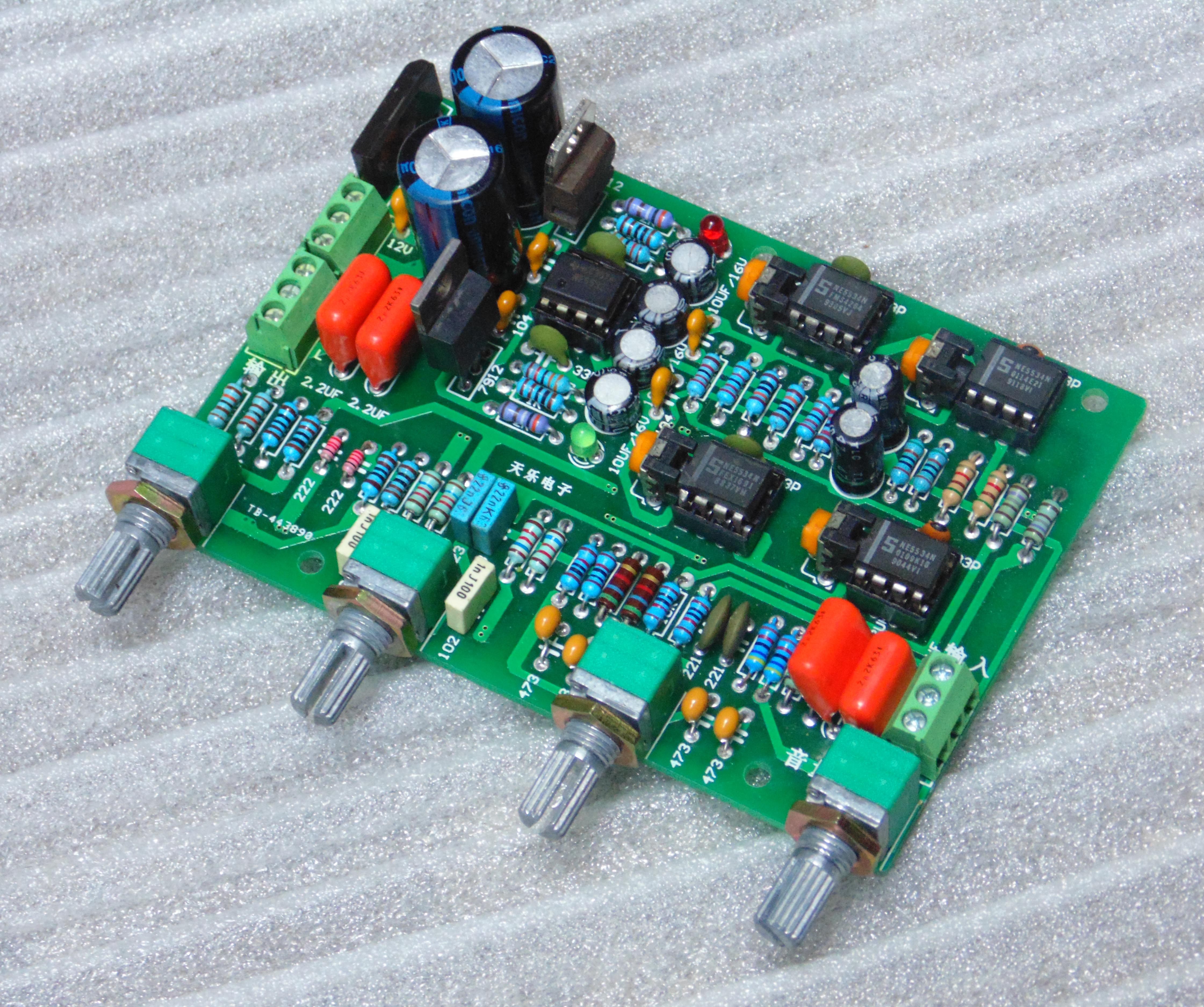 New fever high-speed single-op amp NE5534 front panel tone board two-channel high-medium bass adjustment