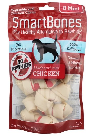 SmartBones Pet Dog Snacks Chicken Flavor Mini Molar Cleanser 8 miếng cho chó nhai - Đồ ăn vặt cho chó