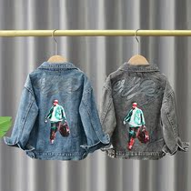 Boy Clothing Boy Denim Jacket 2021 Spring Fall New Childrens Korean Version Long Sleeves Middle Children Fashion Foreign Air Blouses
