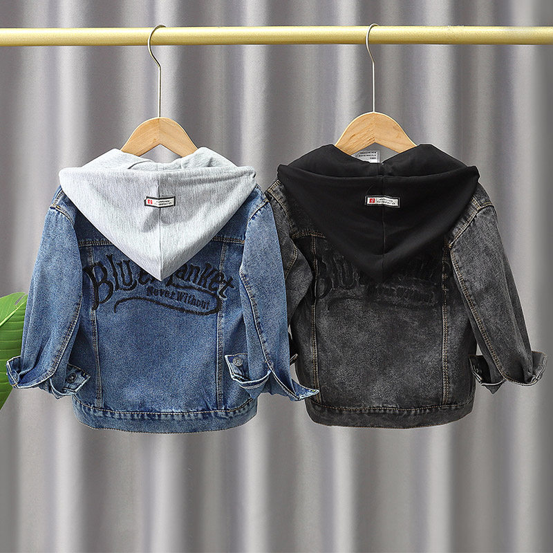 Boy's denim jacket 2022 spring autumn new children's jacket in children's foreign palate jeans baby Korean version blouse