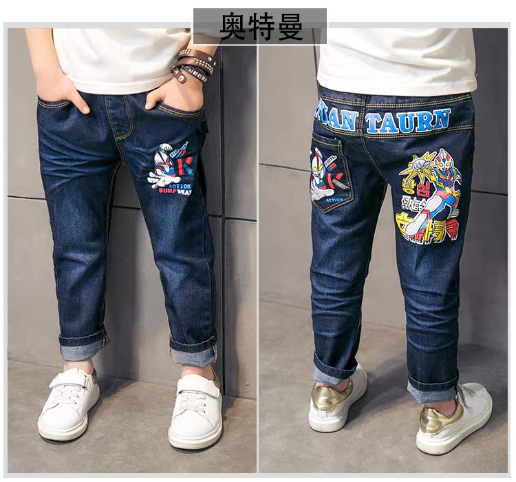 2017 mùa xuân và mùa thu quần áo trẻ em trai new jeans quần trẻ em lớn Hàn Quốc phiên bản của trẻ em của quần trẻ em mùa xuân quần âu