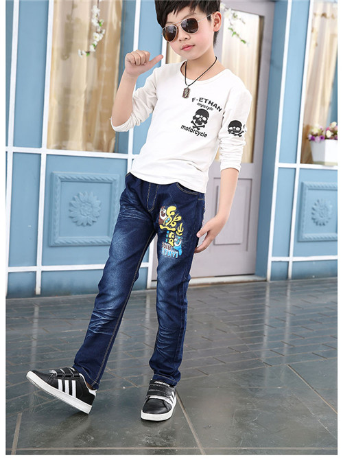 Quần áo trẻ em nam cộng với quần jean nhung dày mùa thu đông quần legging bé gái