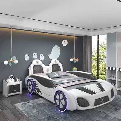 Children's bed Boy solid wood with guardrail single 1 5 cartoon multi-function custom girl soft bag baby car bed