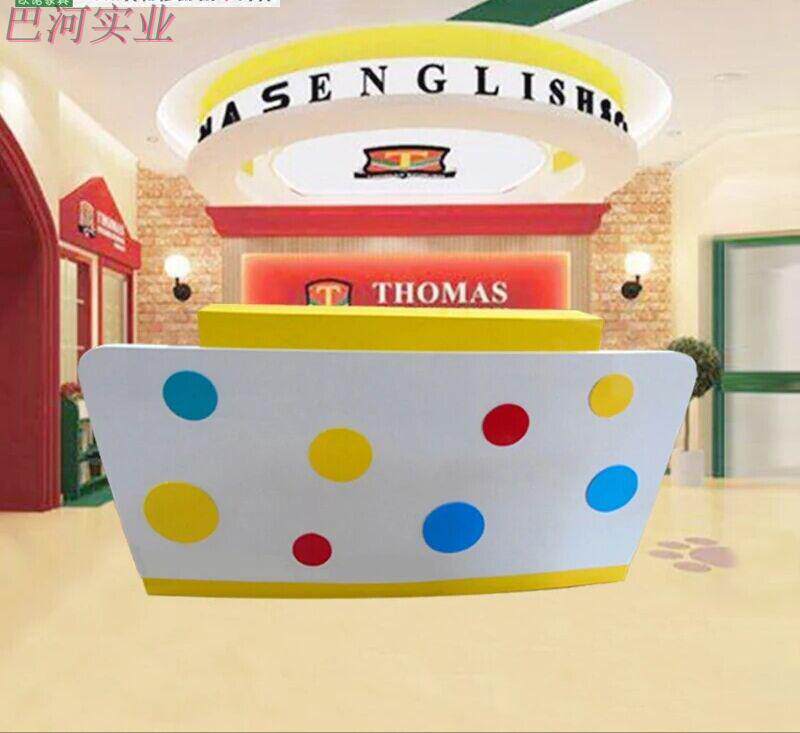 Office Front Desk Custom Baking Varnish Front Desk Arc Reception Desk Cashier Desk Cashier Desk Bar Counter desk