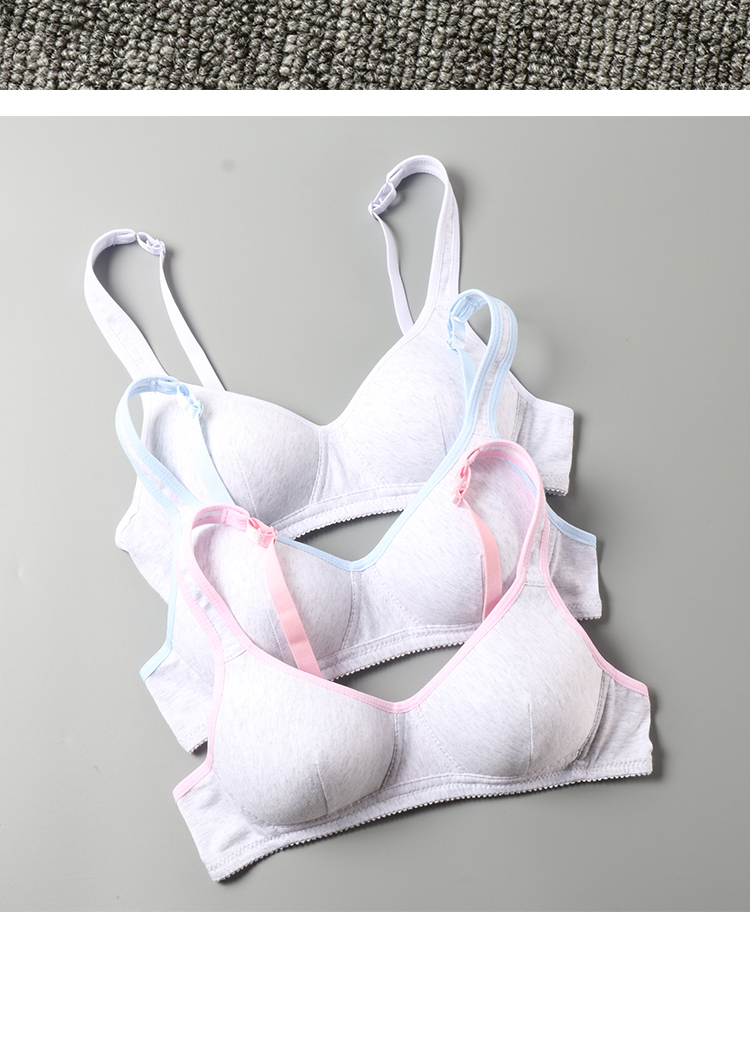 8863 đơn nữ đồ lót bra không có vành thời kỳ phát triển cotton ba vú học sinh trung học cơ sở màu rắn thời trang nữ 2021