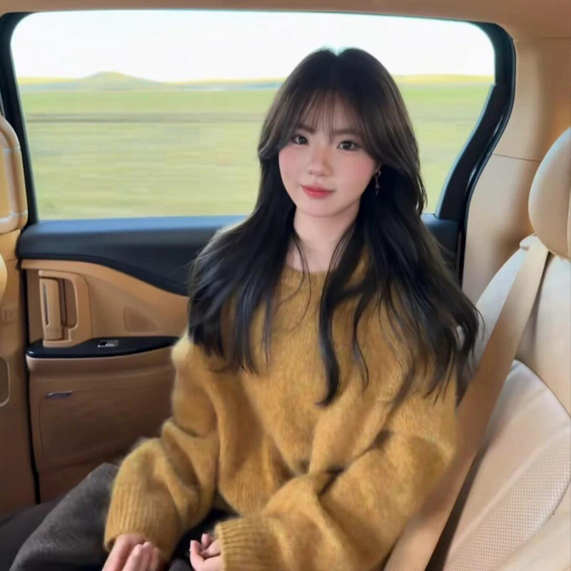New Autumn and Winter Wheat Ear Yellow Sweater for Women, Loose and Slimming Mohair High-End Atmospheric Knit Top for Women New Autumn and Winter Wheat Ear Yellow Sweater for Women, Loose and Slimming Mohair High-End Atmospheric Knit Top for Women
