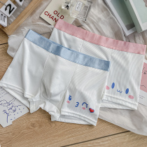 Mens Pure Cotton Briefs All-cotton Fabric Flat Corner Pants Cute Printed Teenagers Upscale Guys Four-corner Shorts Heads