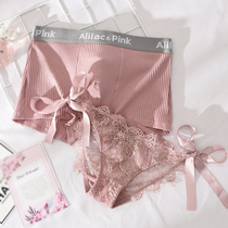 Lovers Briefs Double Sexy Seduction Suit for men and women Friends Gifts Cute Lace Side Triangle Pants Women Low Waist Men