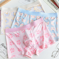 Underwear Mens Summer New Cute Cartoon Pink Four-corner Pants Teen Comfort Breathable Boys Flat Corner Shorts